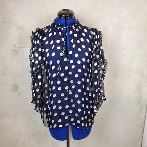 Alice + Olivia sheer polka dot blouse size small